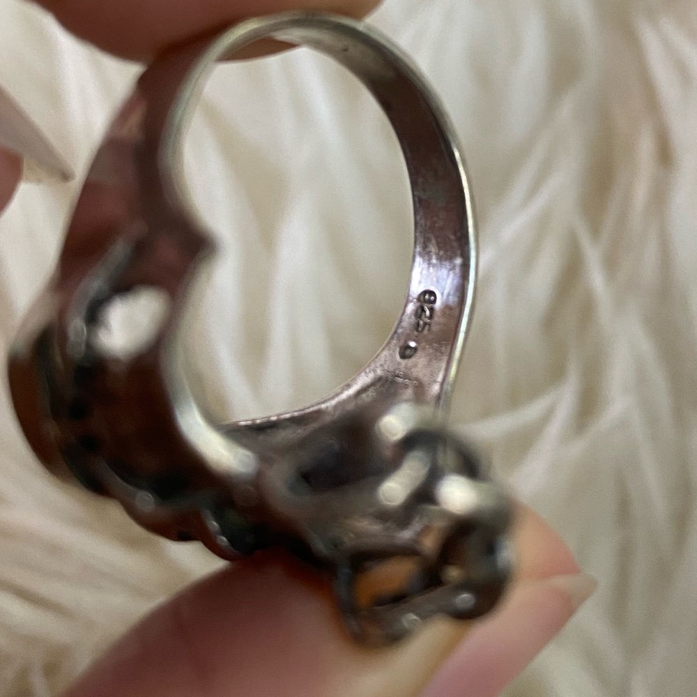 Silver Double Chain Skull Ring. - image 4